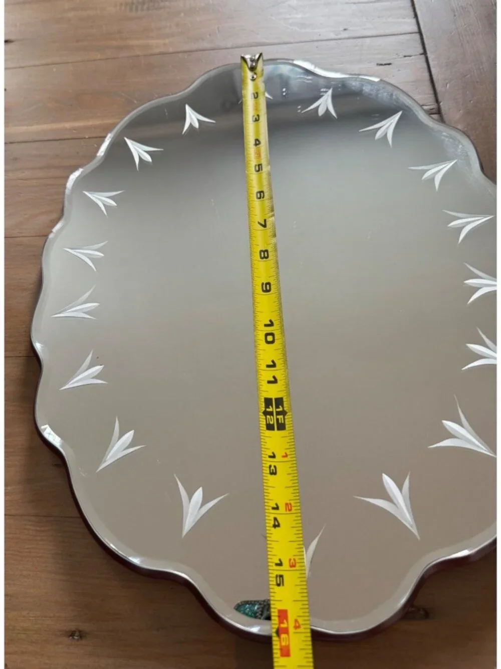 Scalloped Edge Etched Glass Vanity Mirror 12